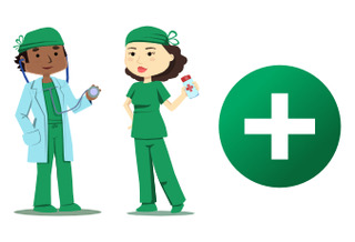 Medical English Online Course mascot and logo