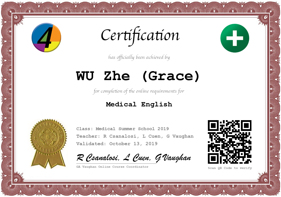 Medical English Online Course   Cert 